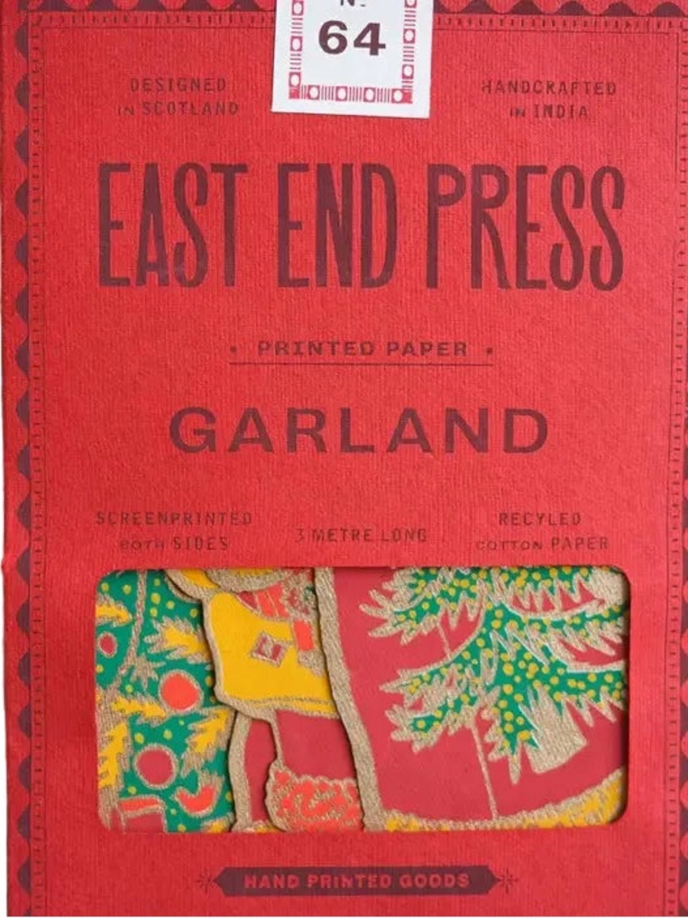 NWT East End Press Christmas Paper Garland No. 47 Handmade 3 Meter Holiday Decor